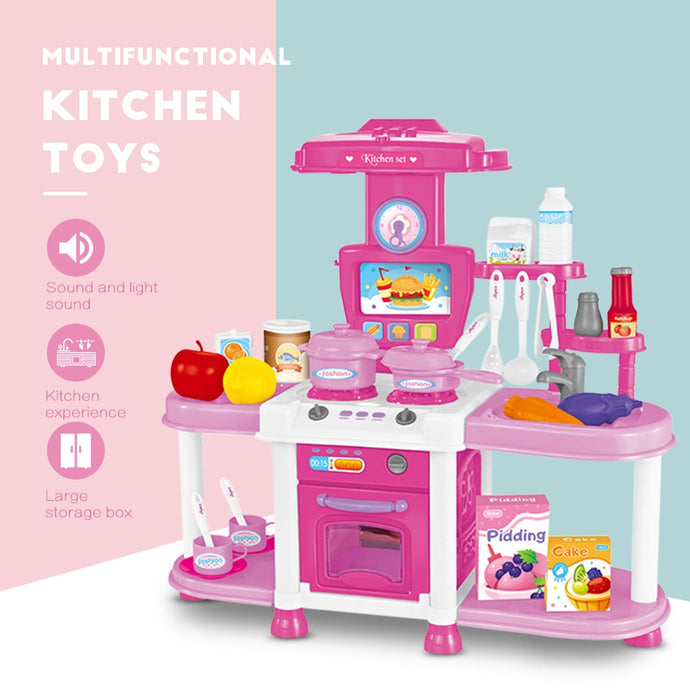 Kitchen Toys With Sound And Light Cutting Cooking Food Sets